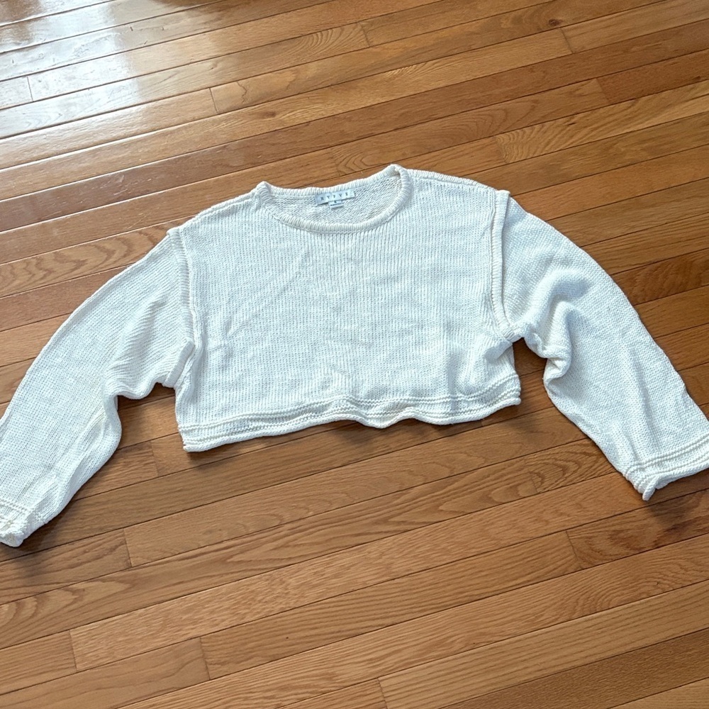 HYFVE Cream Crew Neck Cropped Sweater